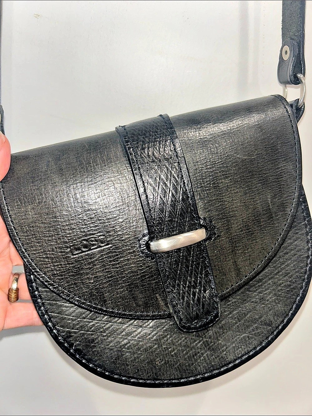 Lobo Black Leather Crossbody Bag